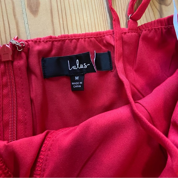 NWOT Lulus Cascading Crush Red Tiered Bustier Midi Dress - Picture 10 of 10